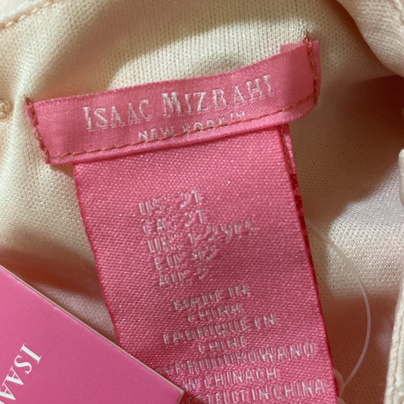 Isaac Mizrahi girls pink eyelet lace sleeveless dress, lace trim hem front bow - Picture 7 of 9